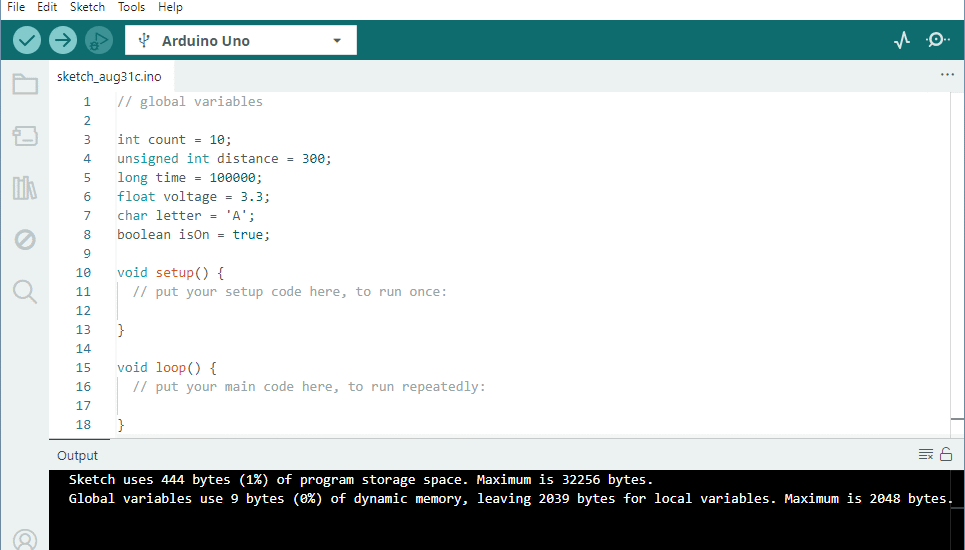 Arduino variable types