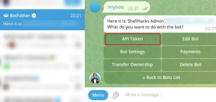 Getting Telegram bot API token using BotFather